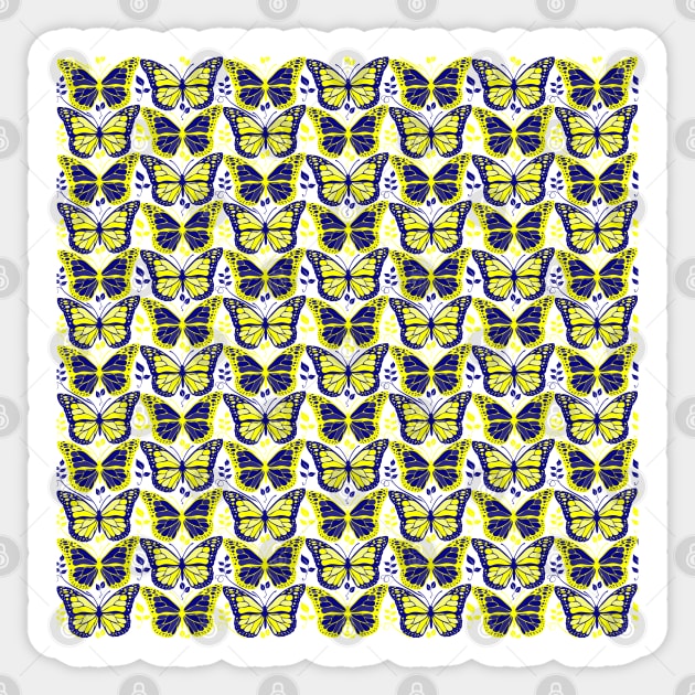 Down Syndrome Blue and Yellow Butterfly Pattern Sticker by A Down Syndrome Life